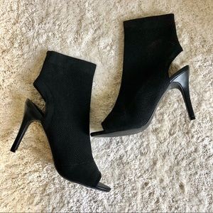 Brash Black Mesh Ankle Heels. Size 8